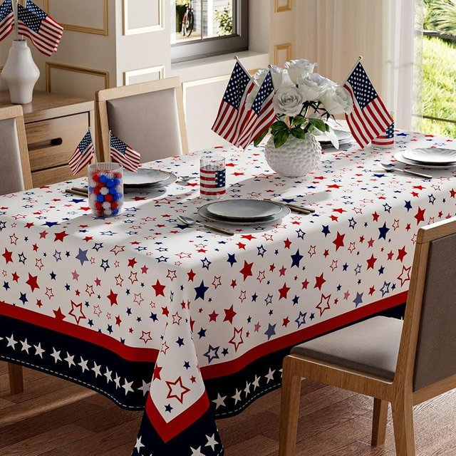 XCHI Stars America Independence Day 4th of July Memorial Day Patriotic Tablecloth Rectangle Washable Table Covers for Home Party Decorations 52x70 Inch