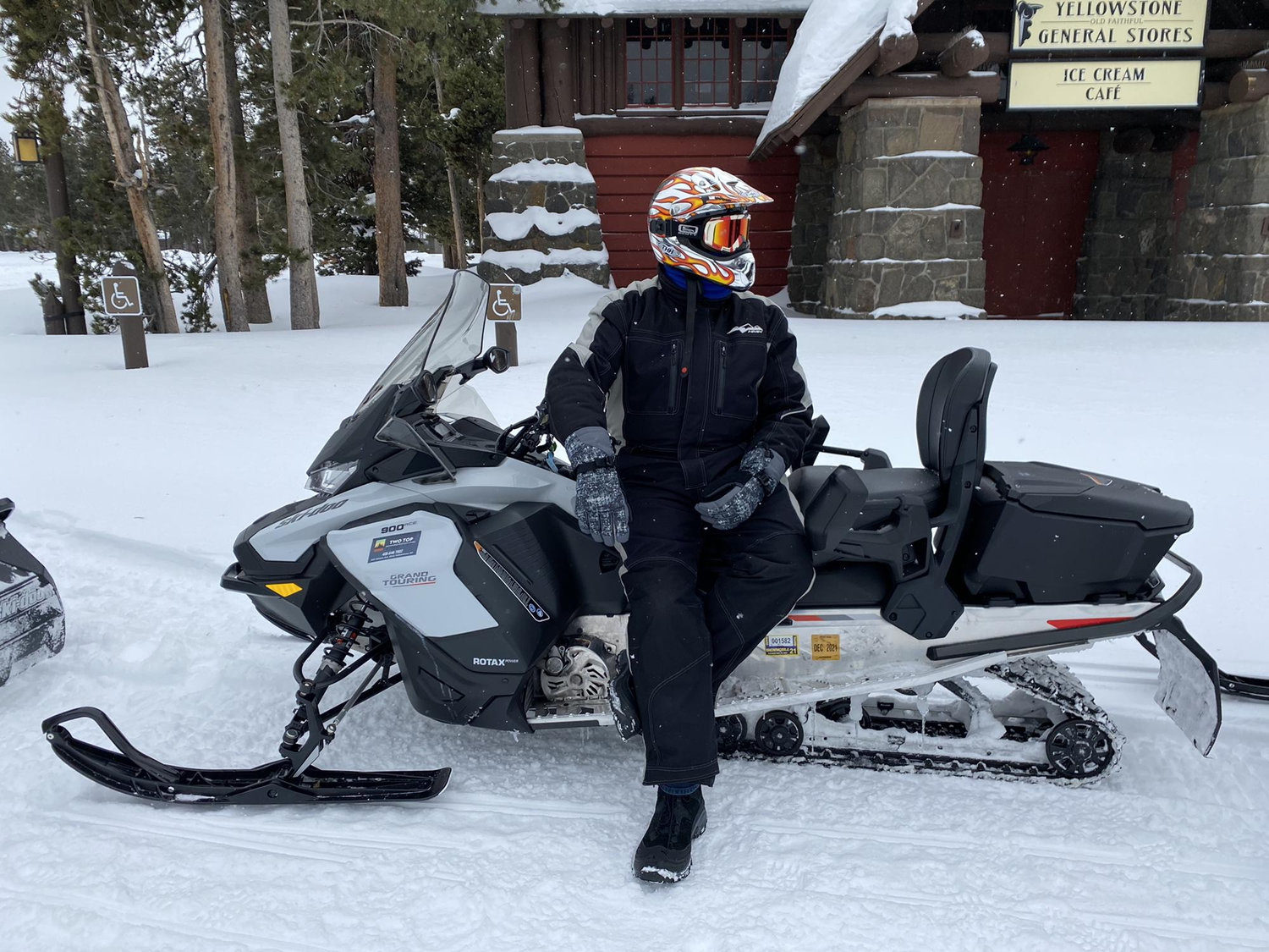 Andrew snowmobiling in West Yellowstone National Park