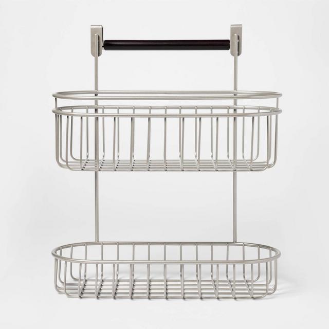 2-Tier Over the Cabinet Hanging storage Caddy with Towel Bar Nickel - Threshold™