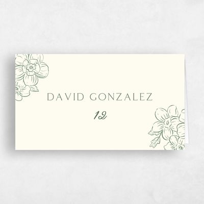 Grayed Hunter, Green Wedding Place Card - Selindra