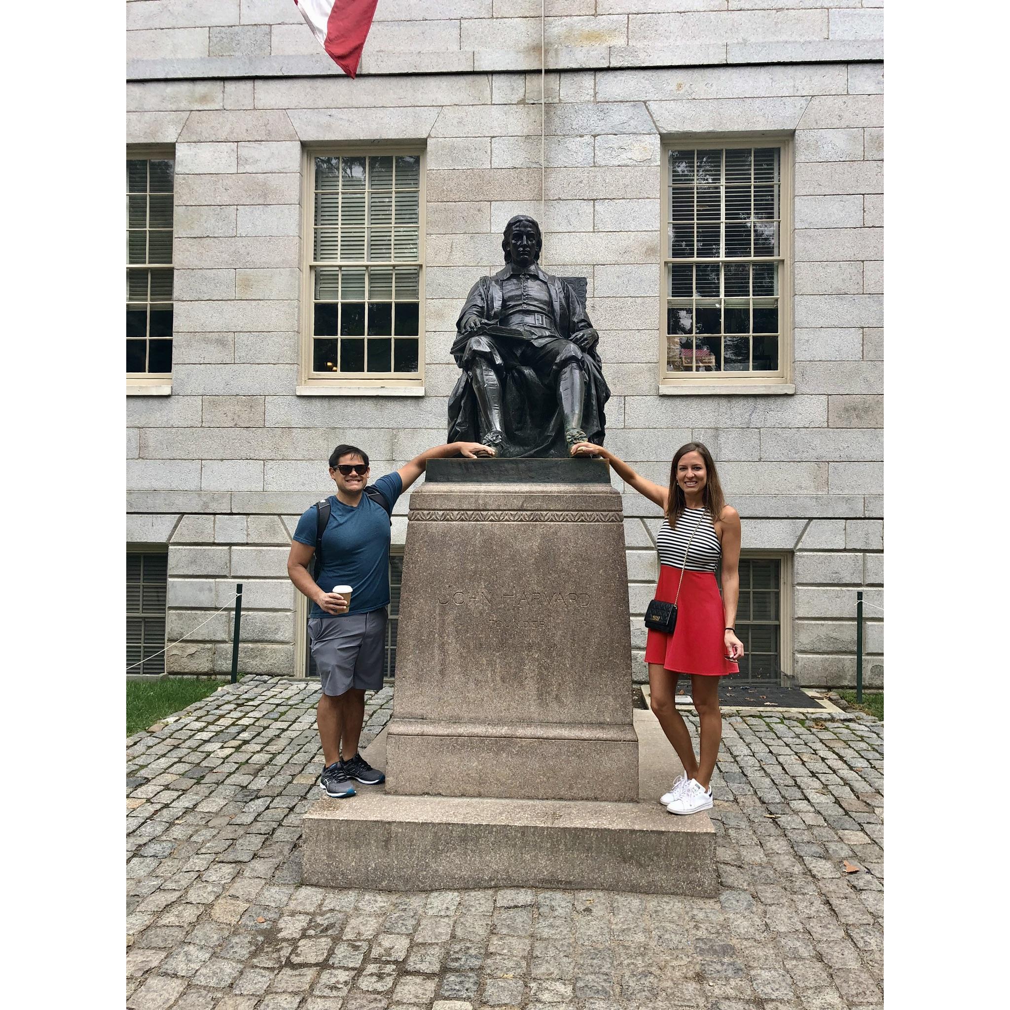 Picture with John Harvard at the start of fall semester