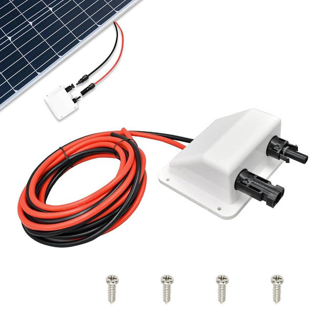Slocable Solar Cable Entry Gland with 10Ft 10AWG Soft Copper Cable,UV Resistance Dual Cable Entry Housing for Solar Project on Rv, Boat,Camper,Van