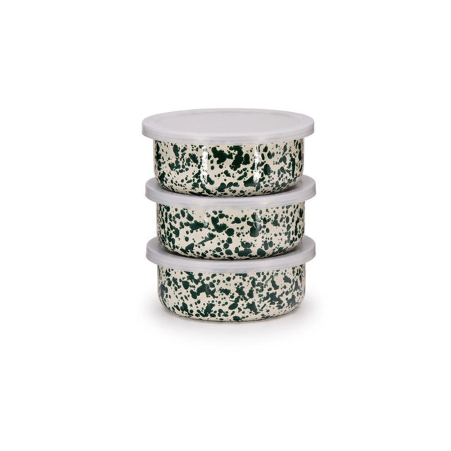 Splatter 3 Piece Storage Bowl Set in Green & Cream