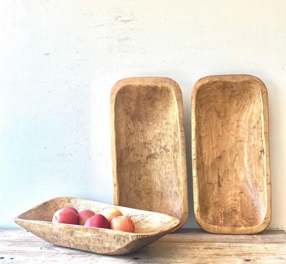 Vintage hard carved dough bowl, large dough bowl, European dough bowl