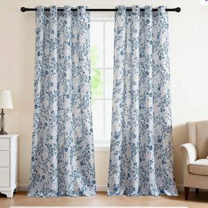 Sheer Linen Curtains Semi Sheer Curtains Draperies Blue, 52" W x 84" L