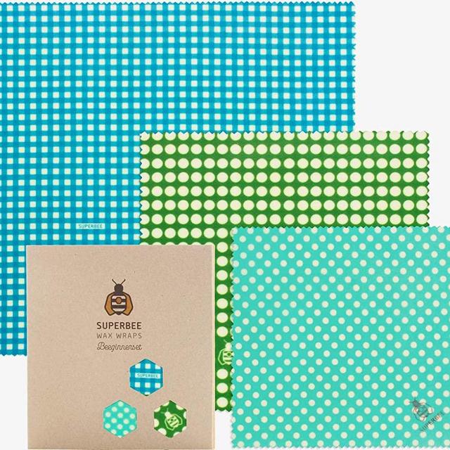 SuperBee Premium Beeswax Wraps | Set of 3: Small, Medium and Large | Long-Lasting, Organic, Eco Friendly & Ethical Trade Reusable Food Wraps - Ocean Picnic