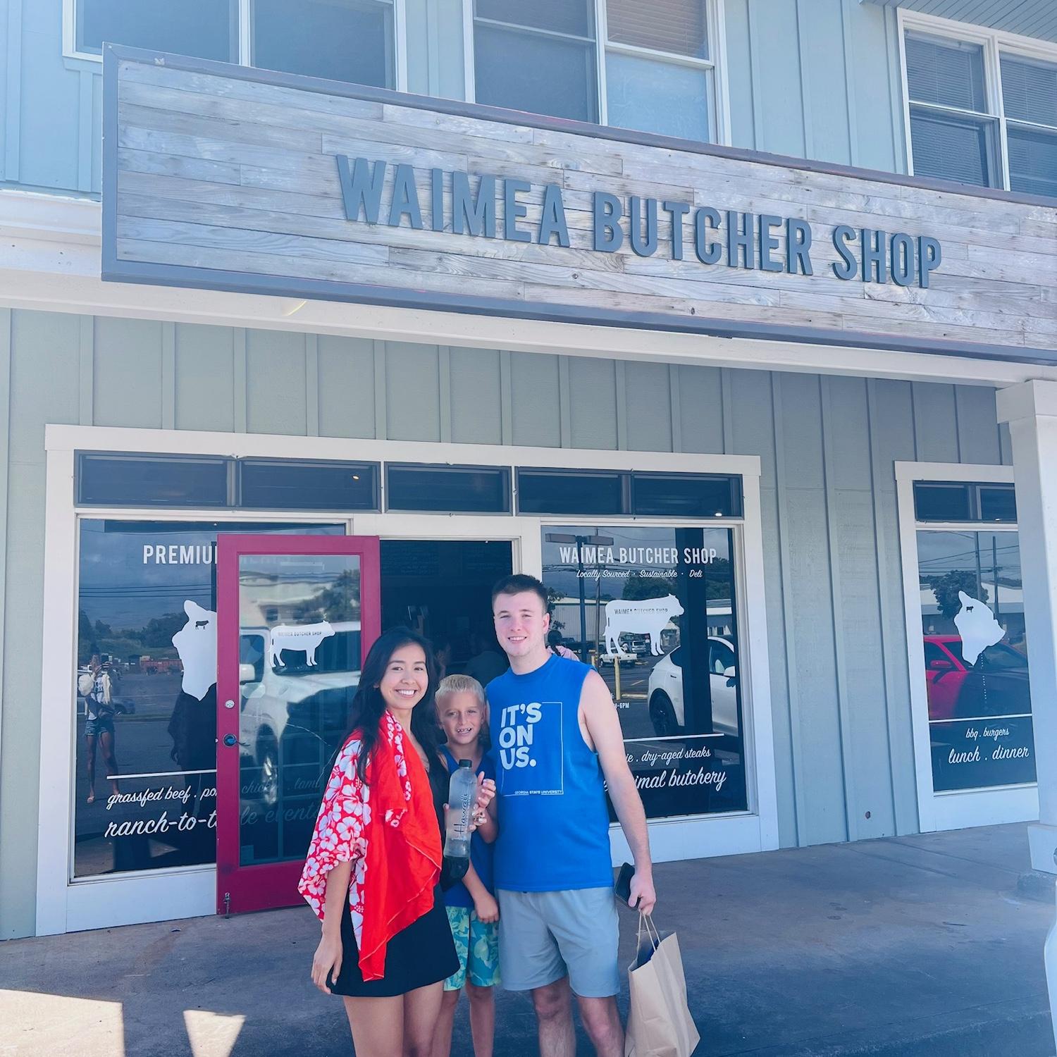 We love fresh meat. Here is a picture of us at an awesome butcher shop in Hawaii
