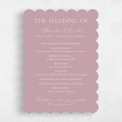 Pink Scalloped Wedding Program - Manarola