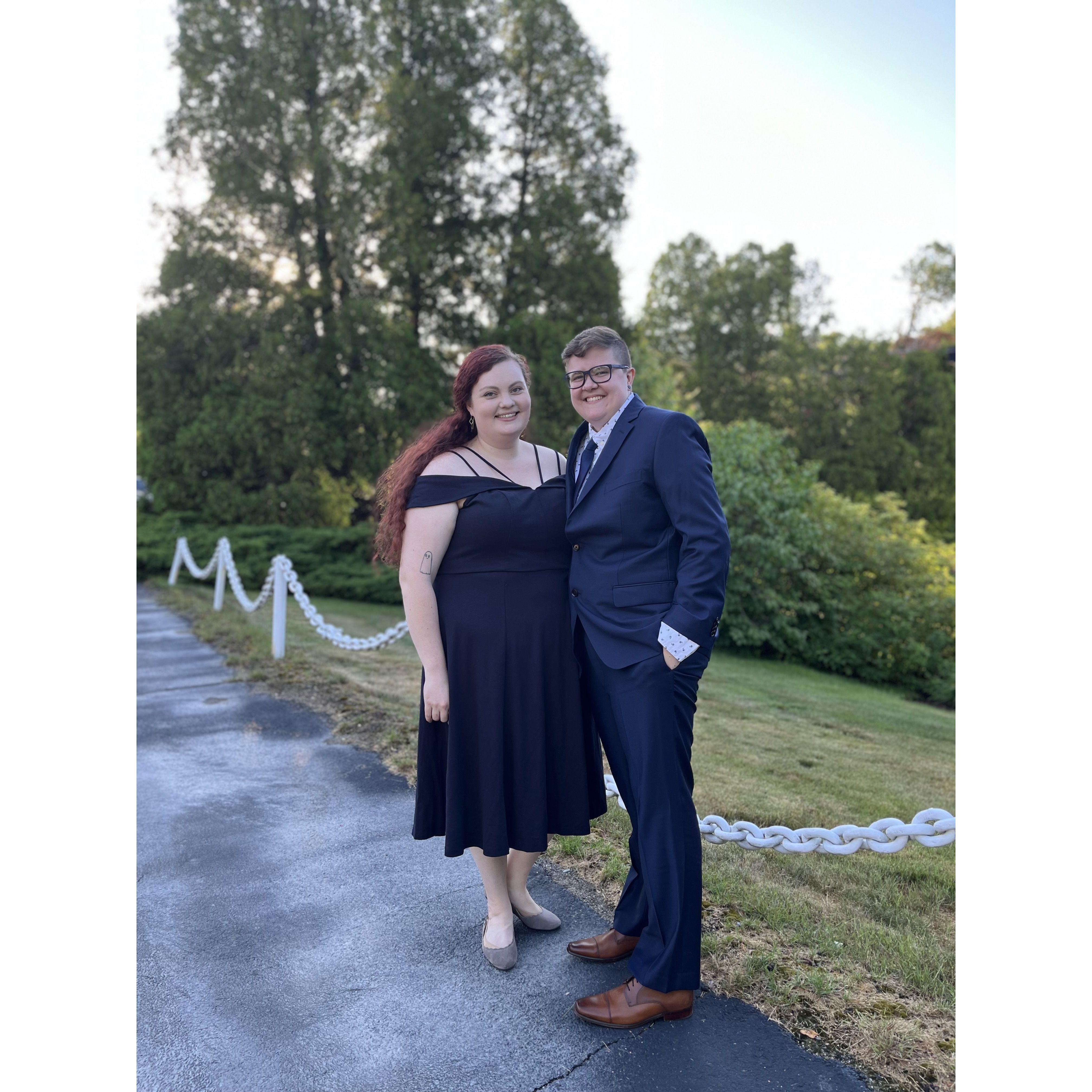 All dressed up in our wedding-going best.