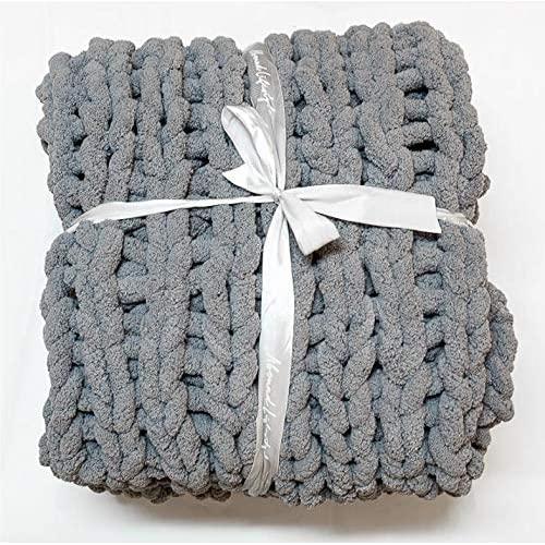 Abound Kingsize Chunky Knit Blanket - Home Decor Throw - Soft Chenille Yarn - Couch, Bed, Chair, Pet Mat, Baby Blanket, Gift - Machine Washable [50"x60", Navy, Grey Blue, Beige, Yellow, Slate Grey]
