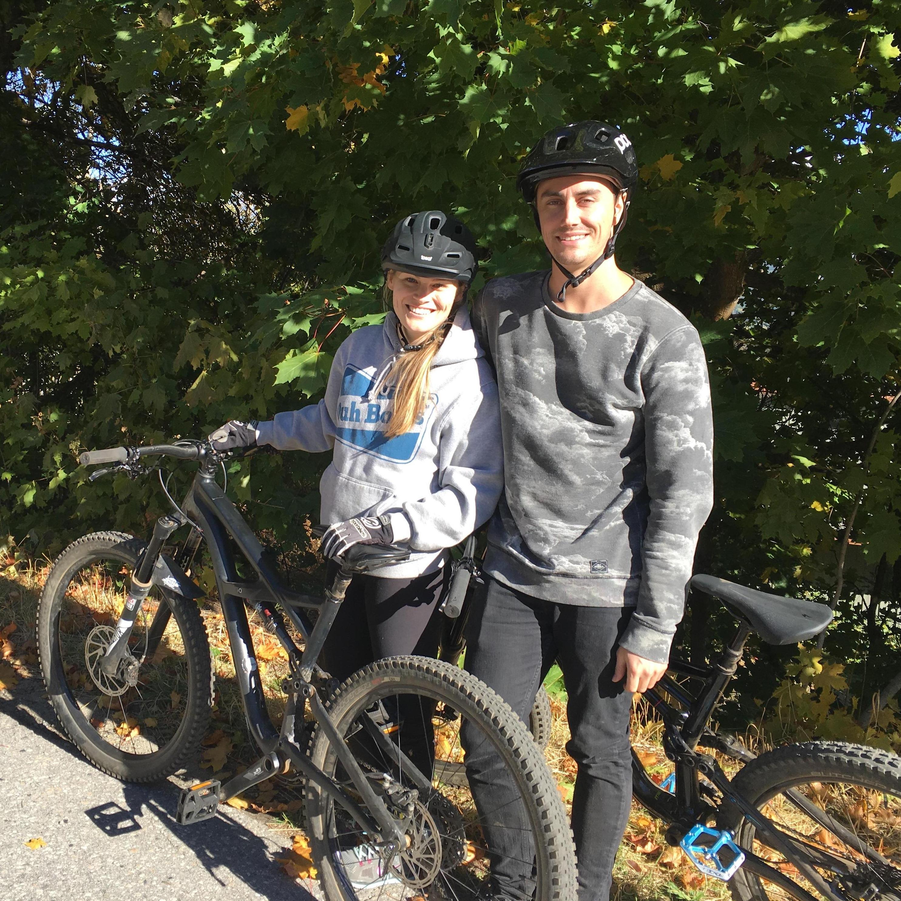 Andre taking me mountain biking for the first time. His mom took this photo and has one in the exact same spot of Andre taking Max for his first ride // Thanksgiving 2017