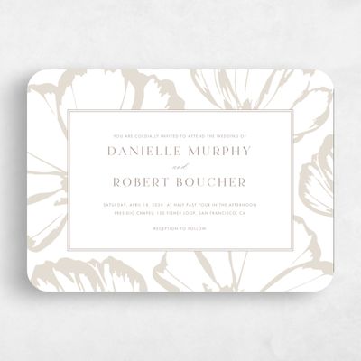 White Rounded Wedding Invitation - Esme Landscape
