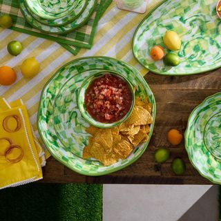 Check Melamine Large Platter