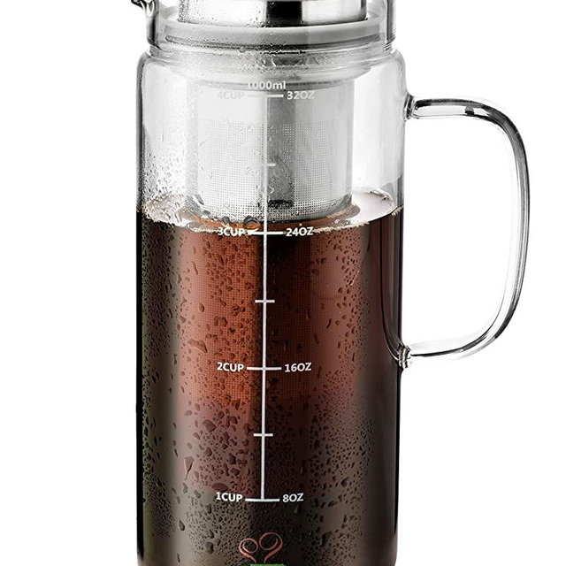 BTaT- Cold Brew Coffee Maker, 1 Quart,32 oz Iced Coffee Maker, Iced Tea Maker, Airtight Cold Brew Pitcher, Coffee Accessories, Cold Brew System, Cold Tea Brewing, Coffee Gift