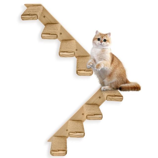2 Pack 4 Steps Cat Wall Shelves Cat Stairs for Wall with Sisal Rope.Cat Wall Steps/Ladder Furniture ＆ cat Tree Supplies(Catstairs 2Pack-4Steps)