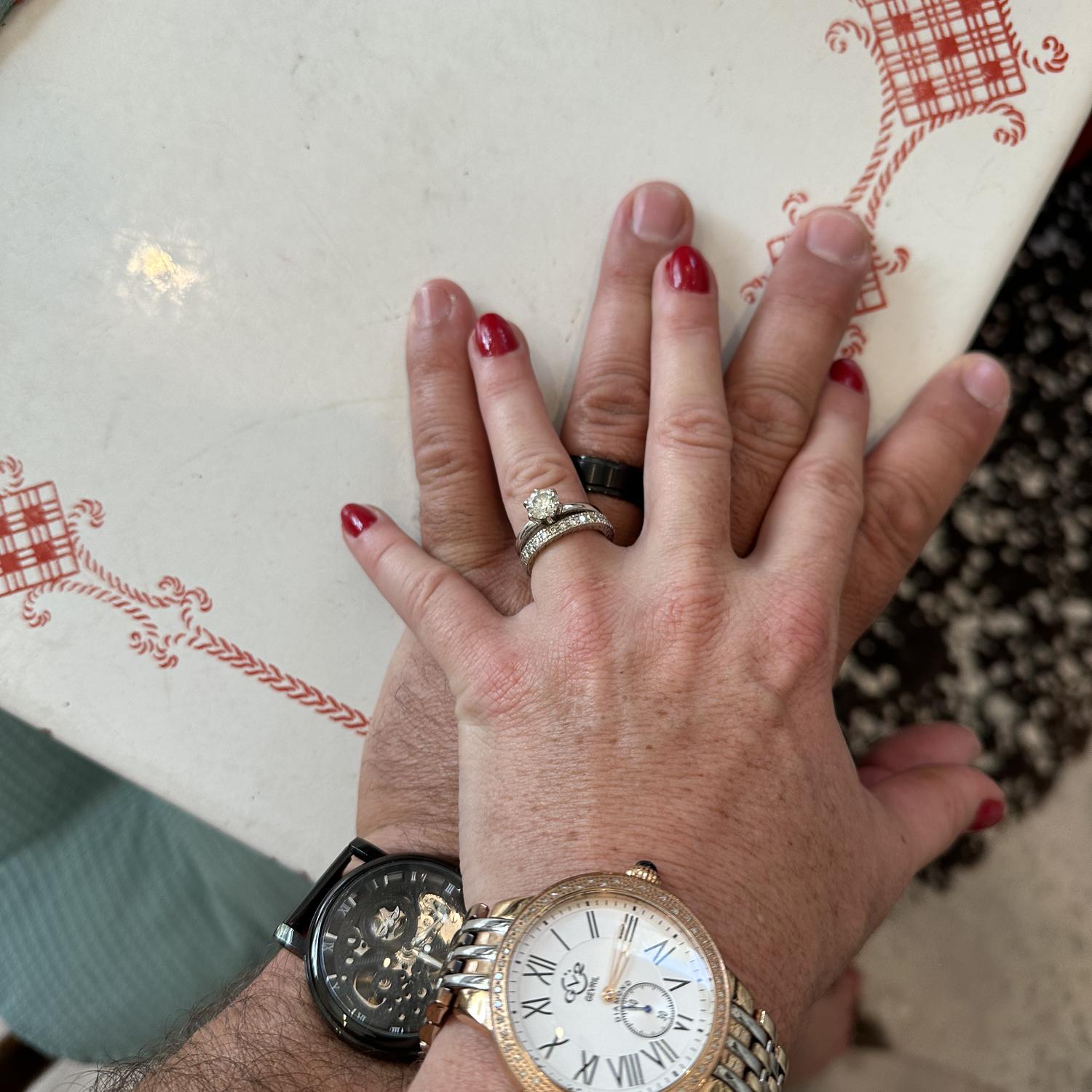 Yay! Our rings! My mum gave me her engagement ring and wedding band! So special to carry it on and I feel so blessed❤️🙏🏻❤️