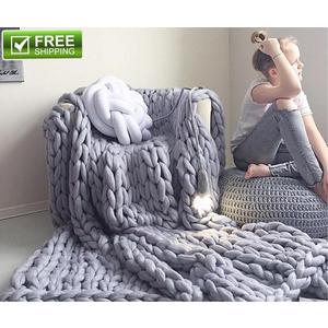 Ash gray giant knit throw - bed throw