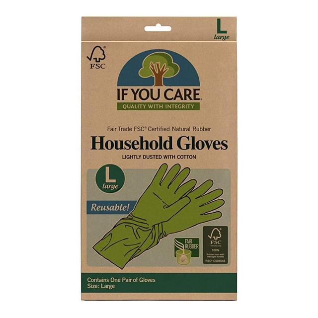If You Care Latex Gloves, Large – 1 Pair – For Gardening, Dishwashing, Cleaning Kitchen and Bathroom – 100% Cotton Lined, Reusable for Women and Men, Green
