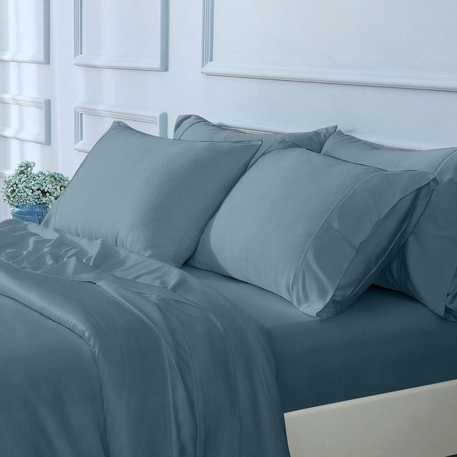 GOKOTTA Queen Size Bed Sheets 6 Piece Set, Soft Cooling for Hot Sleepers - Hotel Luxury Silky Breathable Sheets, Deep Pocket Up to 16" - 100% Rayon Derived from Bamboo