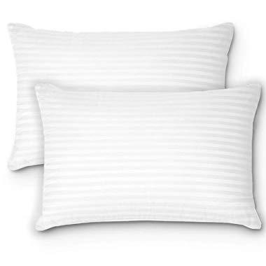 oaskys Bed Pillows for Sleeping Standard Queen Premium Plush Gel Fiber Pillows (2 Pack) Home & Hotel Collection with Luxury Linens