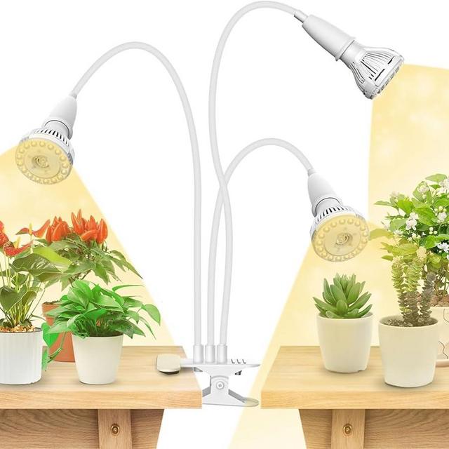 SANSI LED Grow Lights for Indoor Plants, 450W Full Spectrum Clip-on Gooseneck with Ceramic Tech. 30W Power Plant Light with Optical Lens for High PPFD, Lifetime Free Bulbs Replacement White