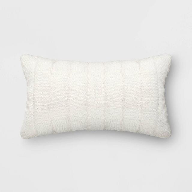 Oversized Channeled Boucle Lumbar Throw Pillow Off-White - Threshold™