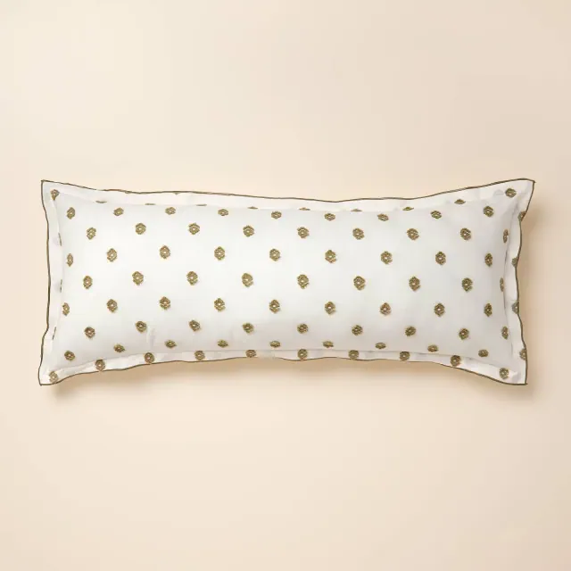 36"x14" Clip Dobby Lumbar Throw Pillow Cover Green - Hearth & Hand™ with Magnolia