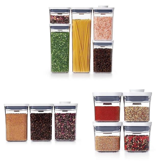OXO Good Grips 5-Piece POP Container Set & OXO Good Grips 3-PC Small Square Short POP Container Set, White & OXO Good Grips 4-Piece Mini POP Container Set