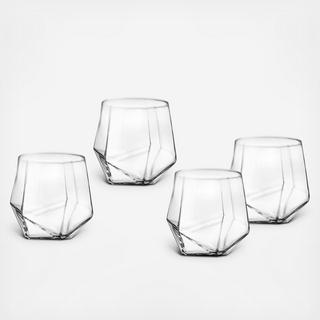 Isla Oversized Octogonal Double Old Fashion Glass, Set of 4