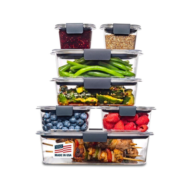 Rubbermaid Brilliance Food Storage Containers, 14 Piece Plastic Containers with Lids, BPA-Free, Leak Proof, Clear