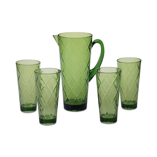 Certified International Green Diamond Acrylic 5-Pc. Drinkware Set