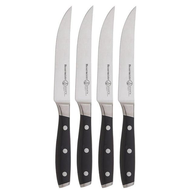 Messermeister Avanta Fine Edge Steak Knife Set, 4-Piece, Black