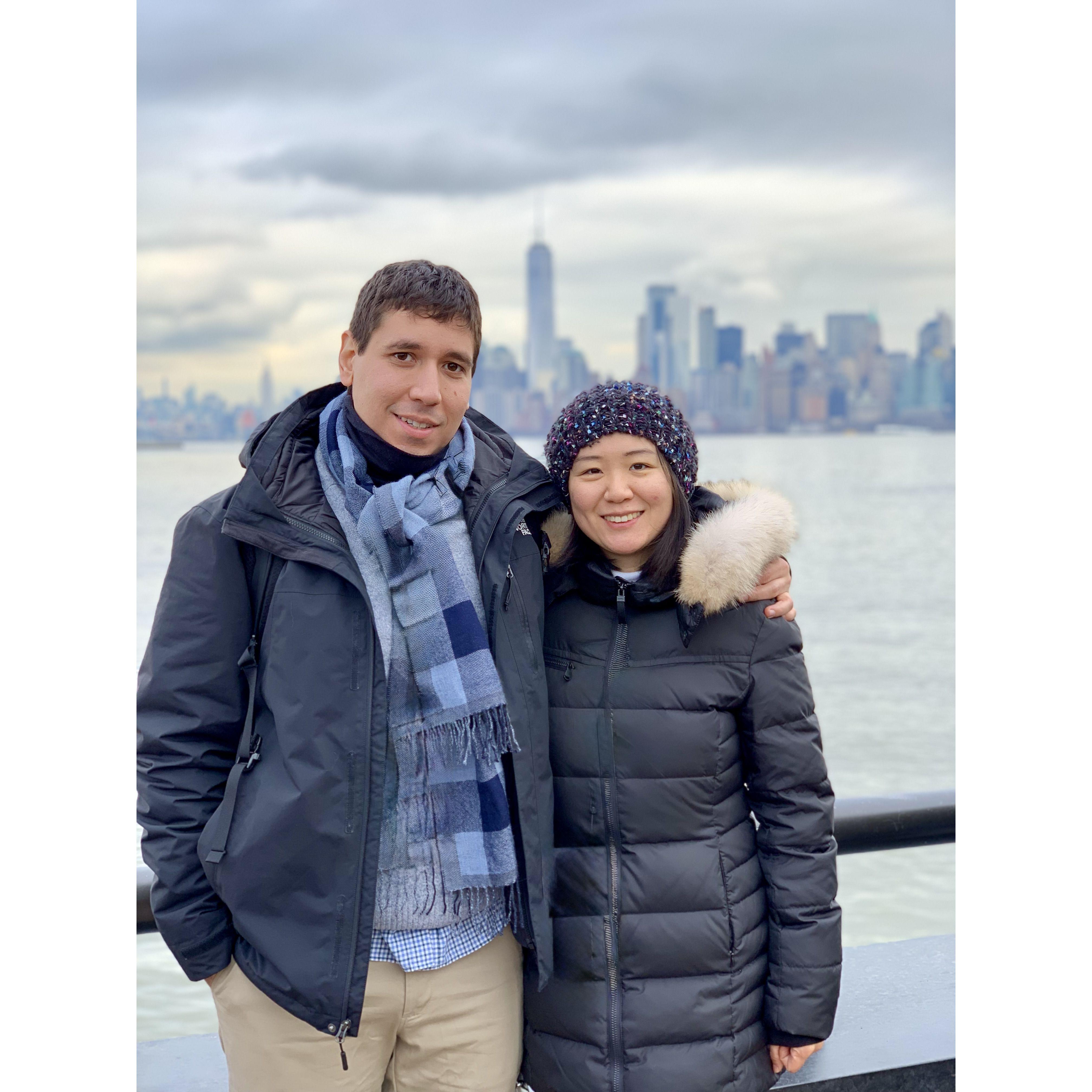 In front of the NYC skyline