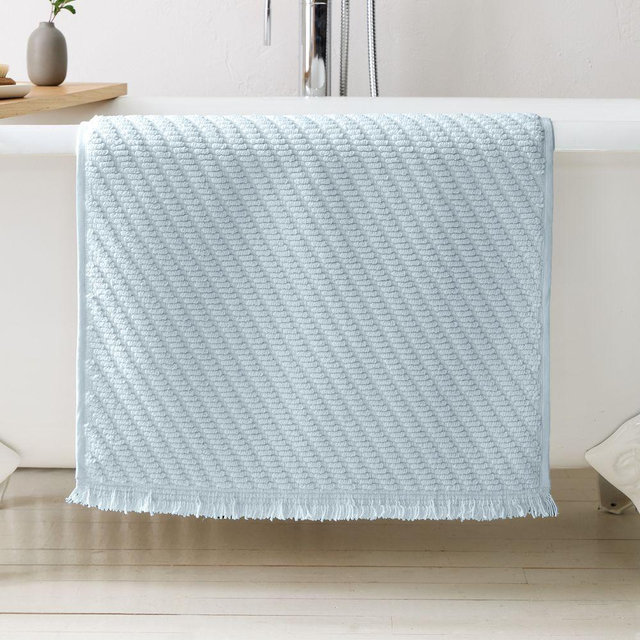 Diagonal Ribbed Bath Mat, 21x34, Blue Haze