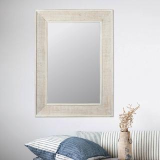 Rectangle Framed Wall Mirror with Rattan Detail