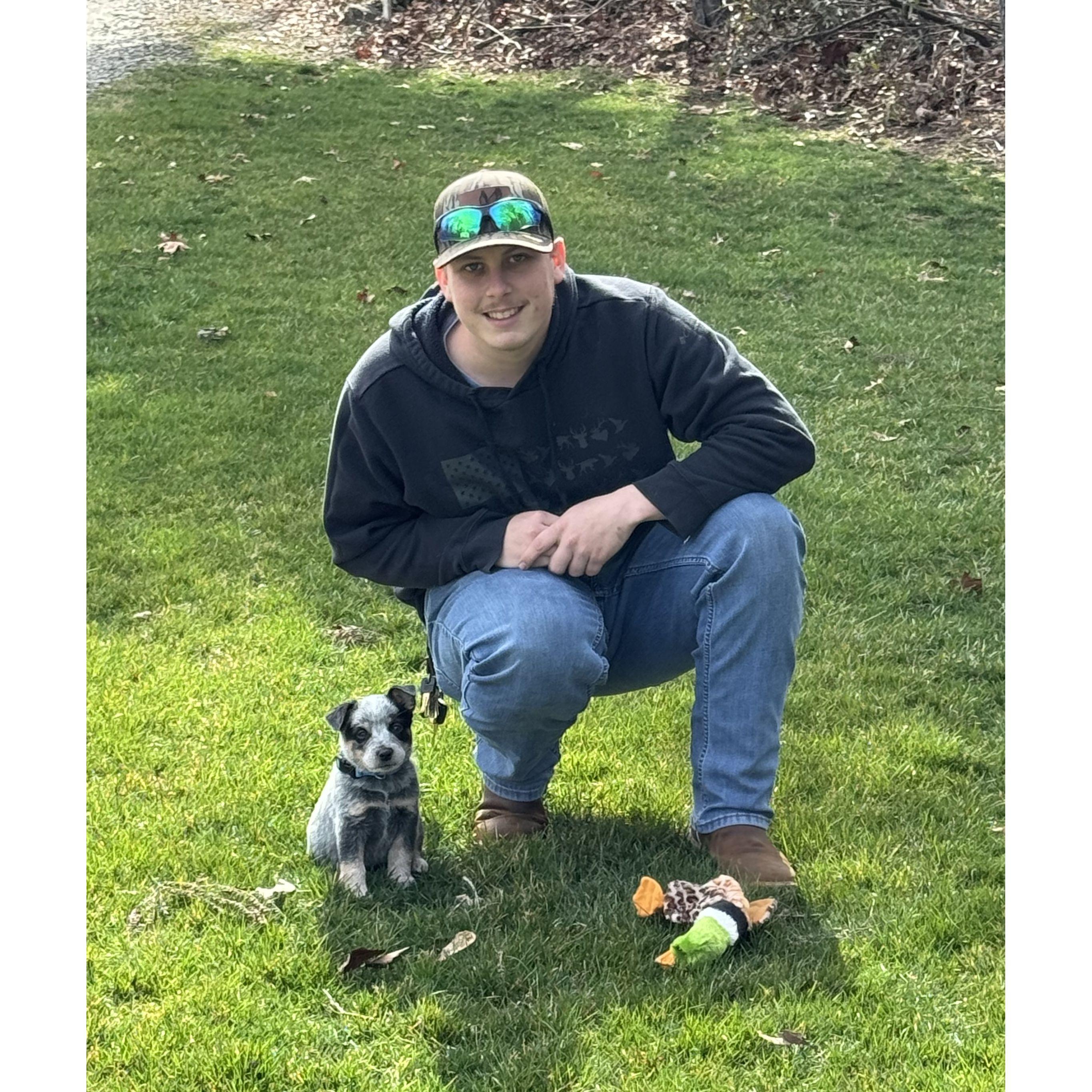 The day we got our puppy Cowboy!