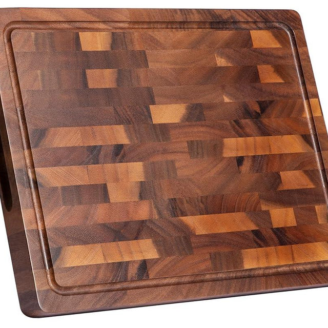 FYCTIO Walnut Cutting Boards for Kitchen, End Grain Wooden Cutting Board Double Sided, Thick Chopping Board with Handle, Large Charcuterie Butcher Block Meal Prep & Serving with Gift Box, 17"×13"×1"