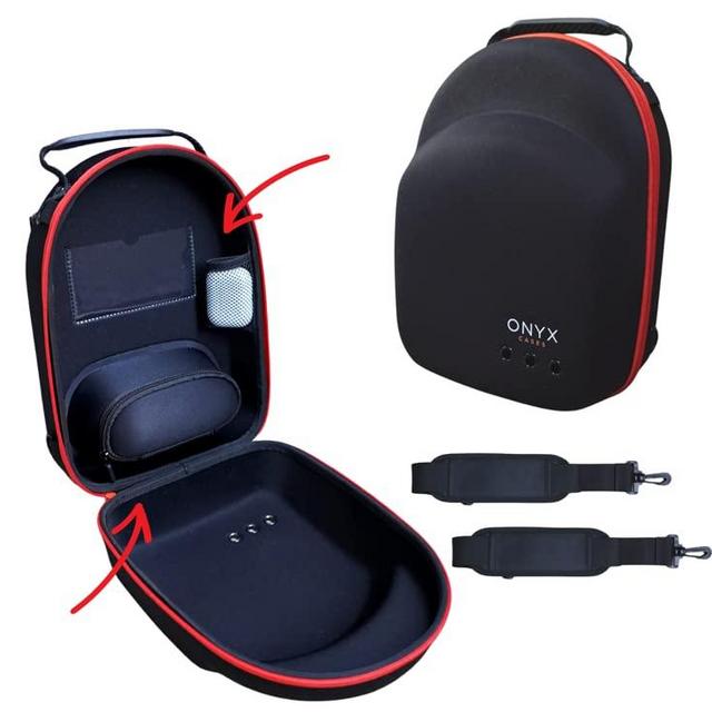 Onyx Hat Case - Travel includes 2 Straps for Backpack or Satchel Style Carrying, Pockets Carrying Accessories. Protect Your Hats with our Travel, Space up to 6 Hats., Black, Red