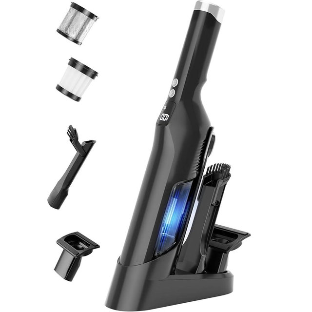 Sweepcent Handheld Vacuum Cordless, 24Kpa Car Vacuum with Brushless Motor, Charging Dock, Rechargeable, 1.5lbs Portable Handheld Vacuum with 2-Speed for Home/Car/Pet, Black