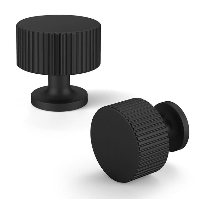 FAPUAL 25 Pack Matte Black Cabinet Knobs for Kitchen Cabinets and Dresser Drawers，Round Single Hole Hardware Handles Pulls，Cupboard Drawer Knob