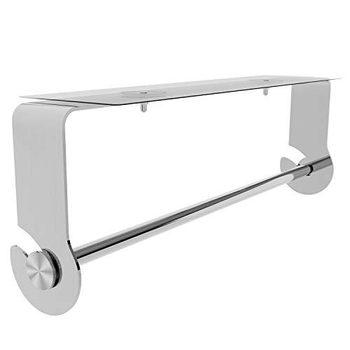 SMARTAKE Paper Towel Holder with Adhesive Under Cabinet, Wall Mounted & No Drilling, Removable Stainless Steel for Home Kitchen, Easy Tear, Silver