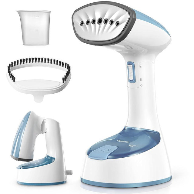 Reemix Steamer for Clothes, Folding Handheld Design Garment Wrinkles Remover, 20g/min Strong Penetrating Steam, 25-Sec Fast Heat-up, for Home, Office and Travel (Blue Grey)