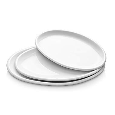 DOWAN Porcelain Platters, Oval Serving Plates for Parties, 12 Inches, 14 Inches, 15.5 Inches, Set of 3, White