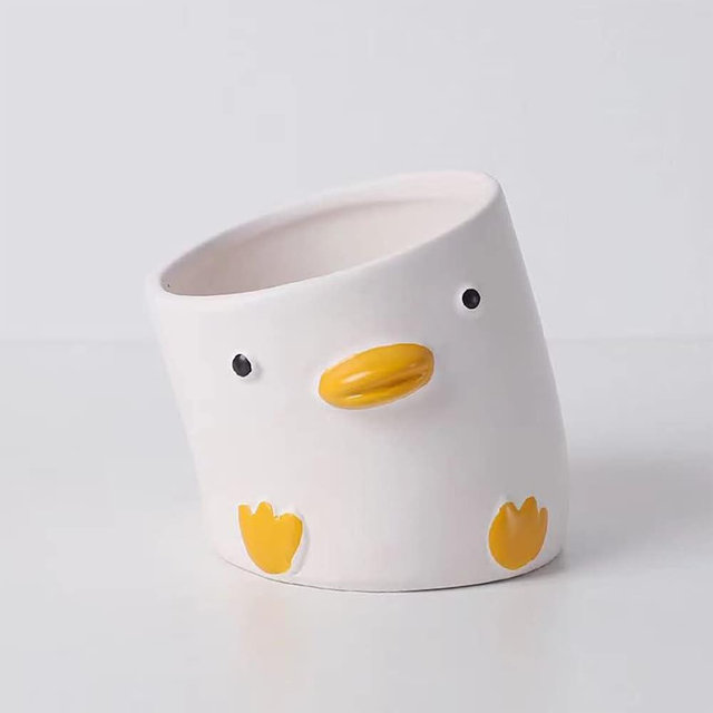 CINGHI LUSSO Animal Ceramic Succulent Planters Pot, Cute Duck Shaped Bonsai Pot, Durable Small Flower Pot, Container for Mini Plants Cactus - 3.54×3.54 Inches