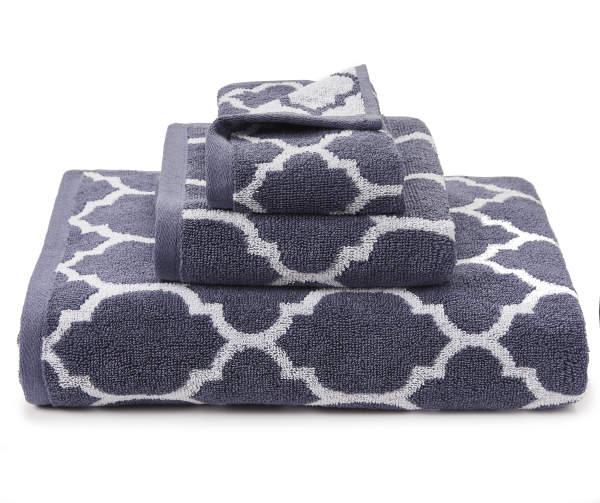 Grisaille & White Trellis Jacquard Bath Towel
