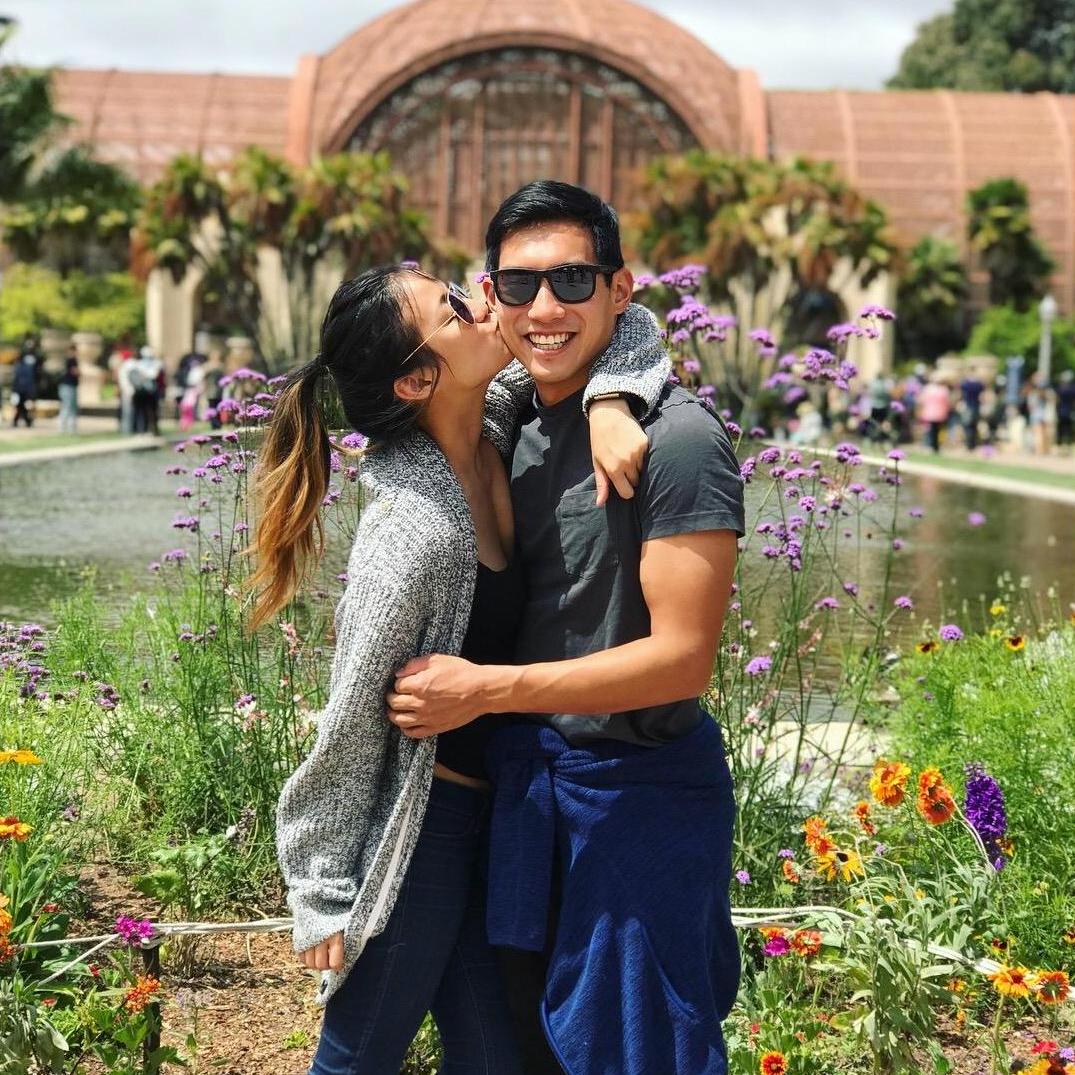 Stealing kisses at Balboa Park.