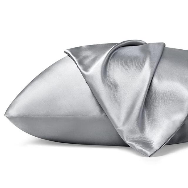 Bedsure Satin Silk Pillowcase for Hair and Skin - Grey King Size Cooling Pillow Cases Set of 2, Super Soft Satin Pillow Covers with Zipper, Gifts for Her or Him, 20x40 inches