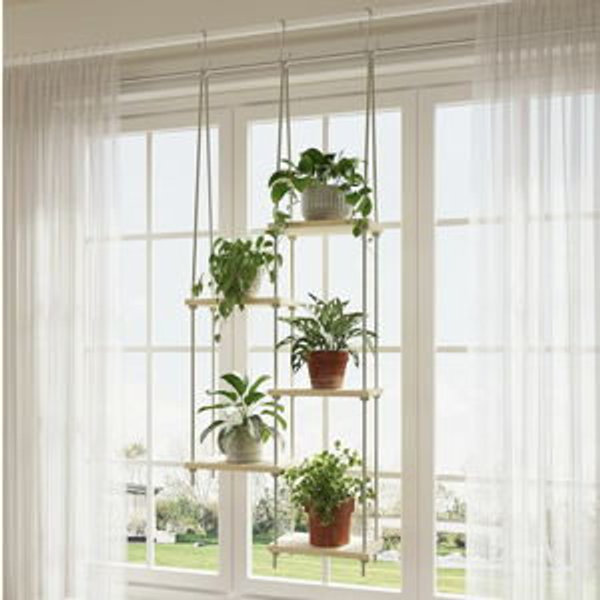 Window Plant Shelves 5-Tier Hanging Plant Shelves for Indoor Window Shelf for Plants Wall Mounted Window Sill Plant Shelf Living Room Garden Boho Decor