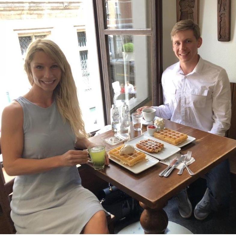 Waffles and Ice cream at Maison Dandoy in Brussels Belgium! We’d visit again just to come back and eat here! Yum!