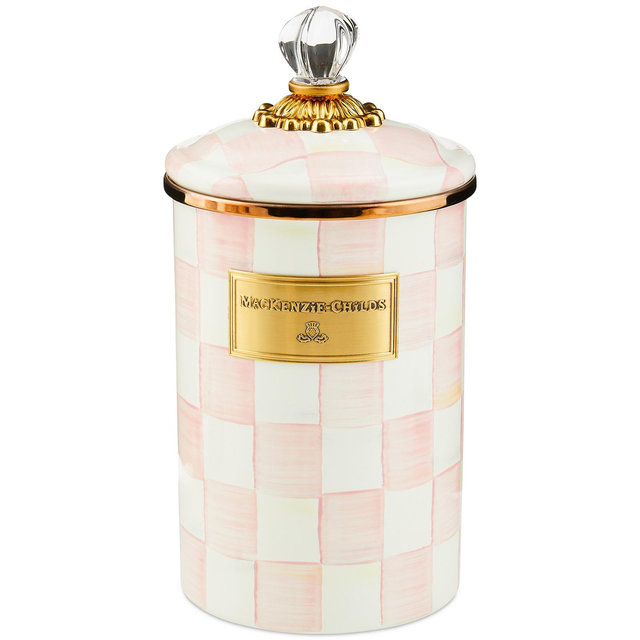 Mackenzie-Childs Rosy Check Enameled Steel Large Canister